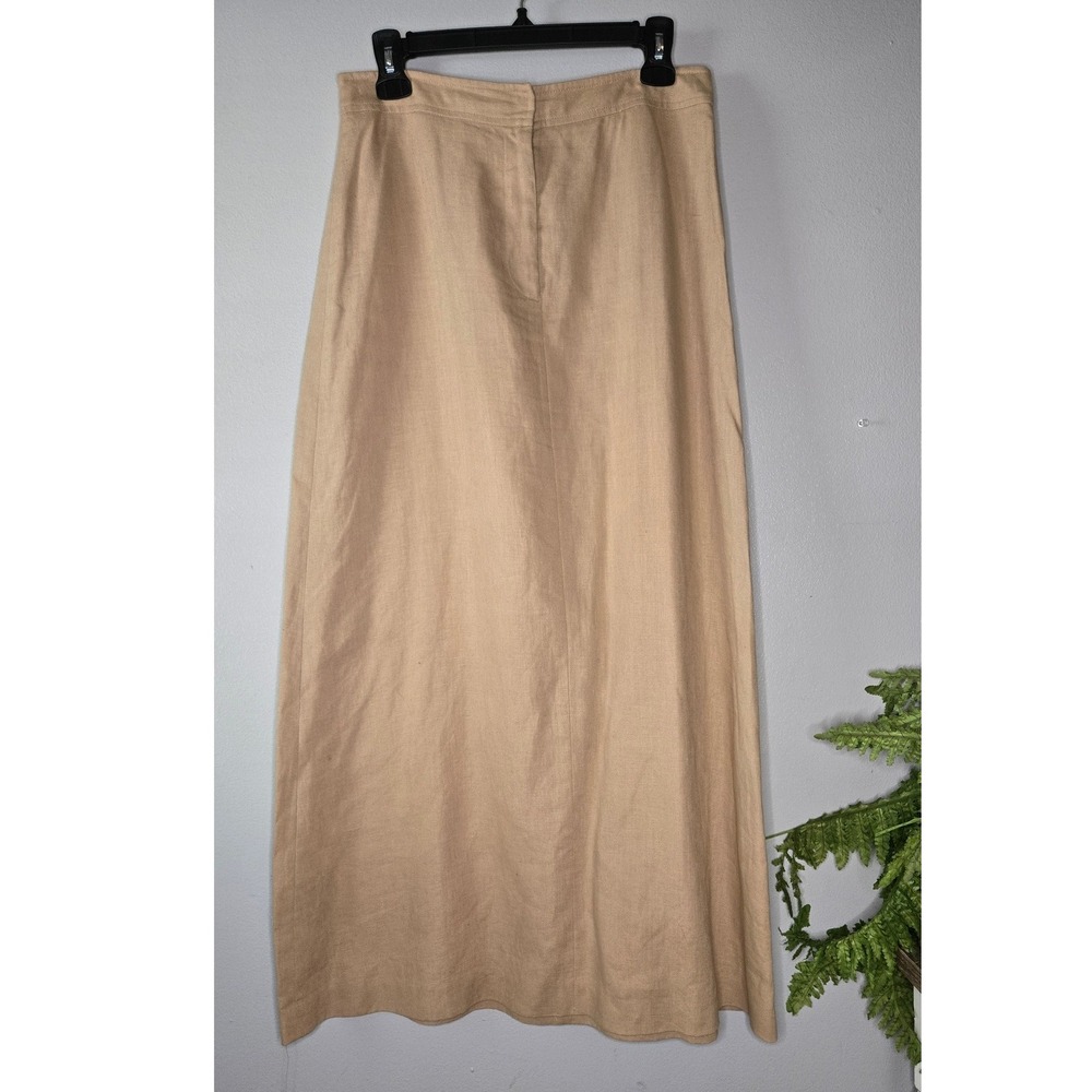 Apostrophe 100% Pure Linen Maxi Skirt Size 10 Beige Tan A-Line Minimalist